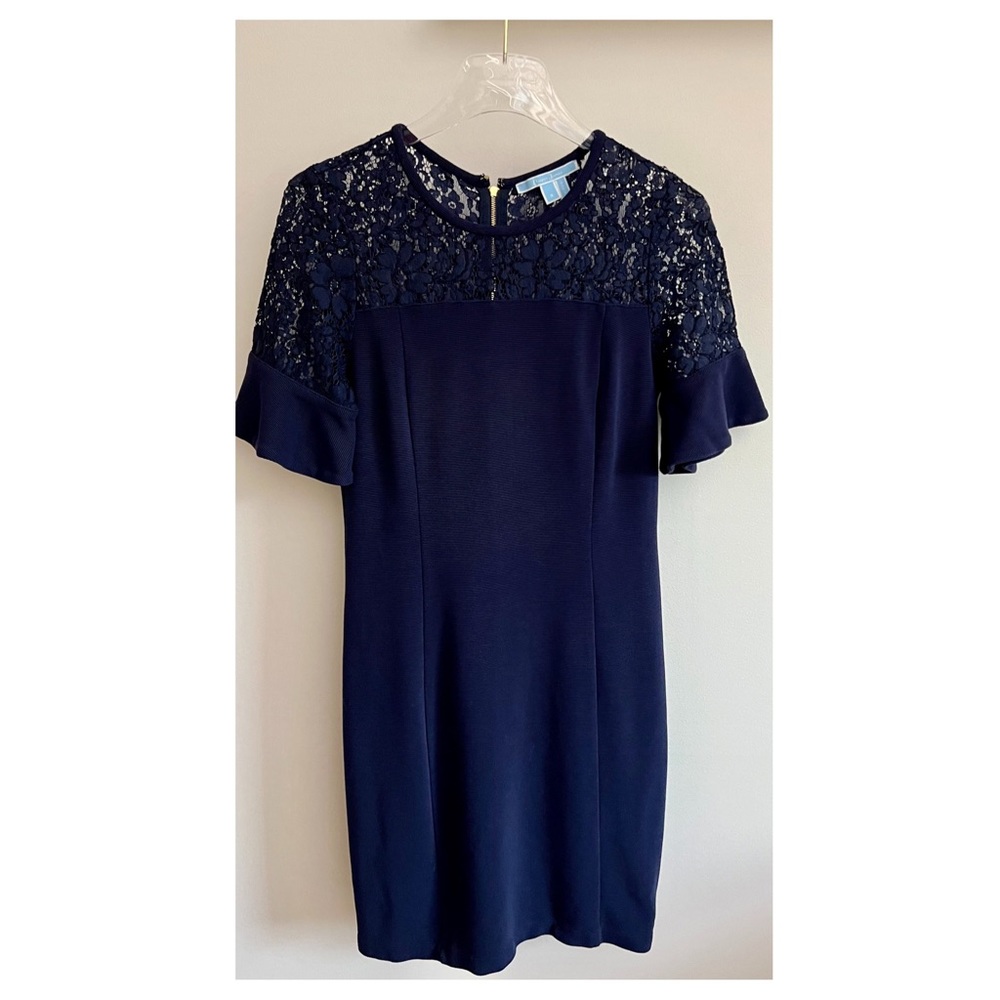 Draper James Navy Blue Lace Flutter Sleeve Dress - image 3